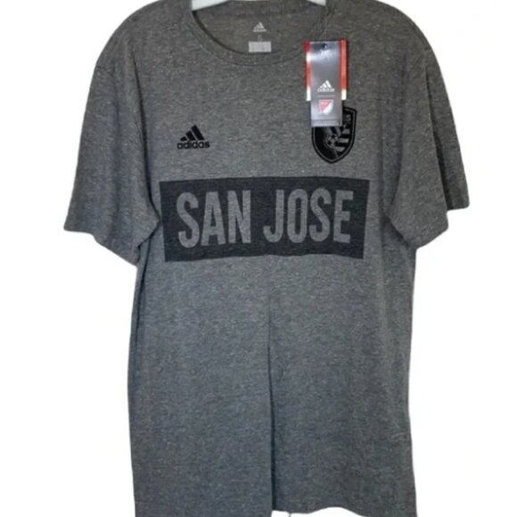 Adidas Official Licensed MLS San Jose Earthquakes Grey Tee Sz Small NWT - Picture 1 of 5
